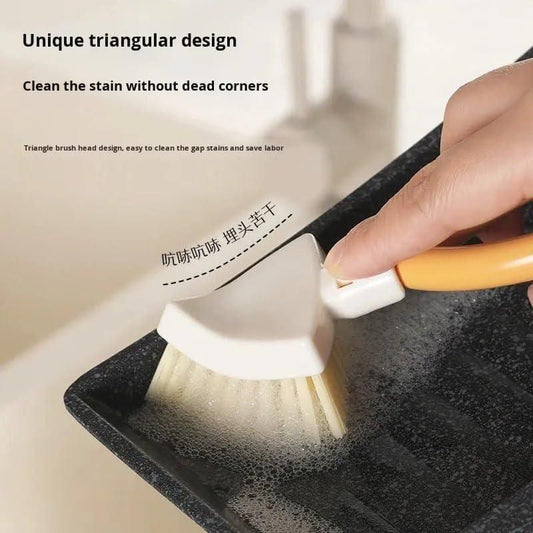 2-in-1 Foldable Triangular Gap Cleaning Brush with Built-in Soap Holder (Pack of 2) – Deep Corner & Tile Scrub Brush for Kitchen & Bathroom