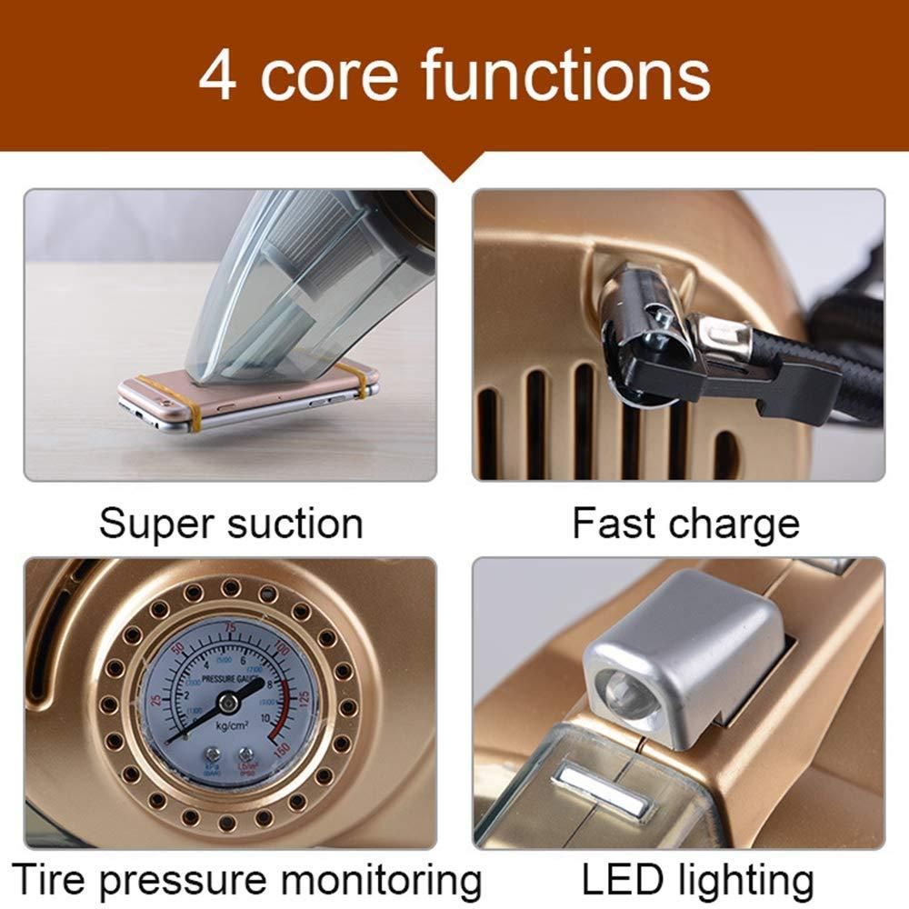 2-in-1 High Power Car Vacuum Cleaner with Built-in Tyre Inflator – Portable Handheld Air Pump & Dust Cleaner