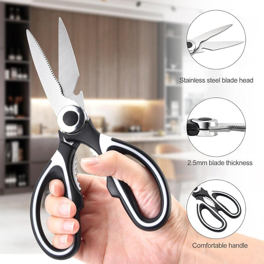 5-in-1 Heavy Duty Kitchen Scissors – Chicken Bone Cutter, Vegetable Chopper, Nutcracker & Bottle Opener (Stainless Steel)