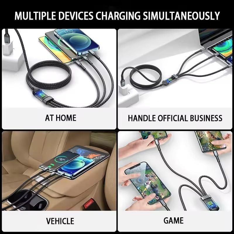 3-in-1 Fast Charging Cable with Digital Display – Type-C, Micro USB & Lightning Multi Charging Cable