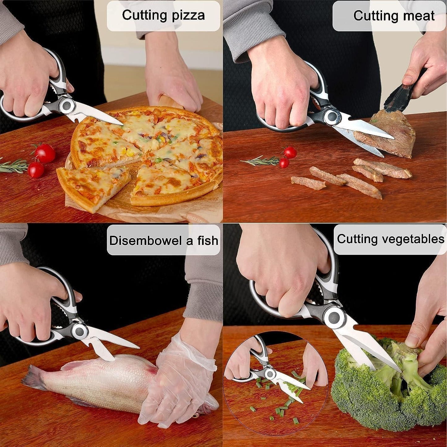 5-in-1 Heavy Duty Kitchen Scissors – Chicken Bone Cutter, Vegetable Chopper, Nutcracker & Bottle Opener (Stainless Steel)
