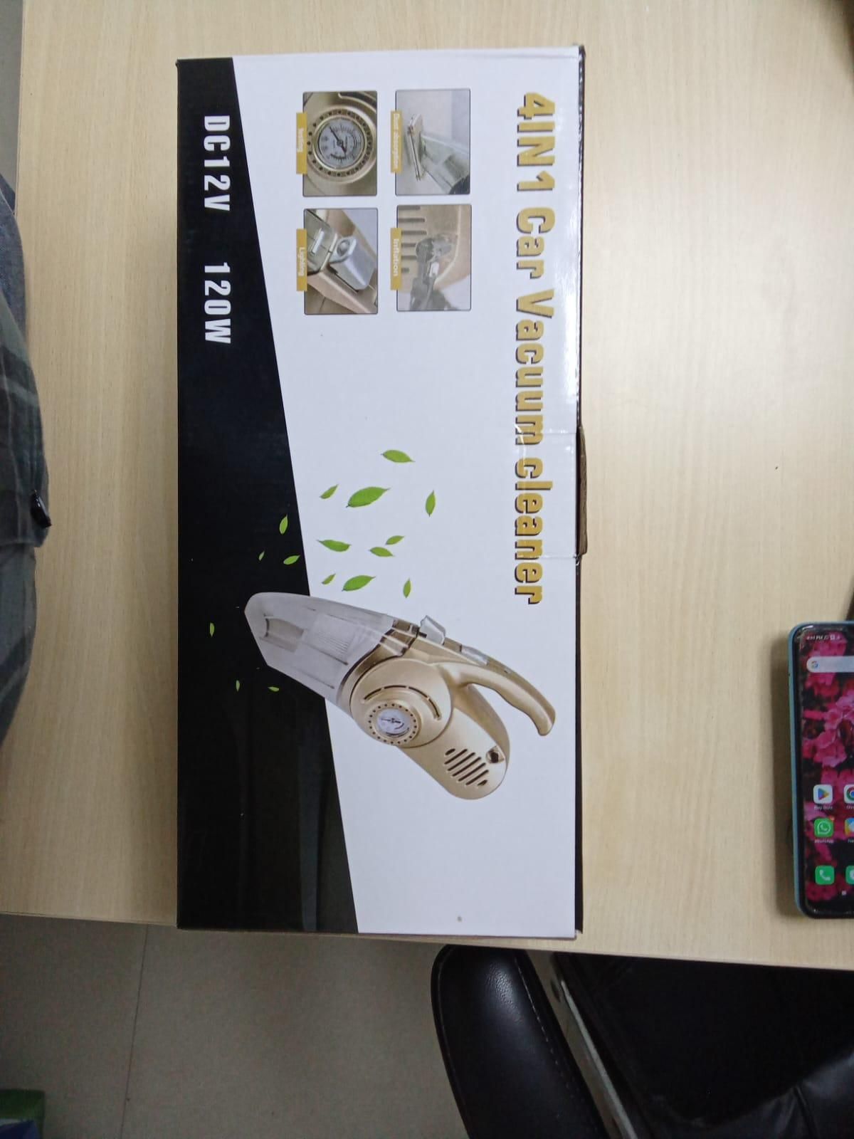 2-in-1 High Power Car Vacuum Cleaner with Built-in Tyre Inflator – Portable Handheld Air Pump & Dust Cleaner