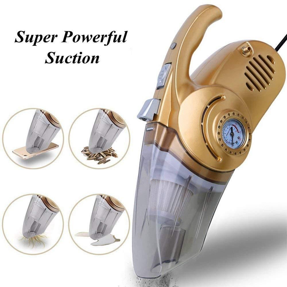 2-in-1 High Power Car Vacuum Cleaner with Built-in Tyre Inflator – Portable Handheld Air Pump & Dust Cleaner