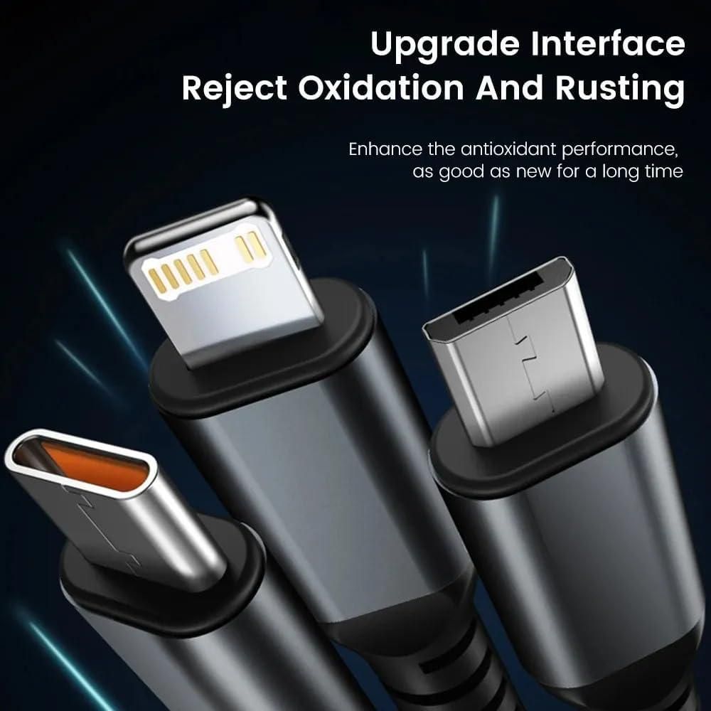 3-in-1 Fast Charging Cable with Digital Display – Type-C, Micro USB & Lightning Multi Charging Cable