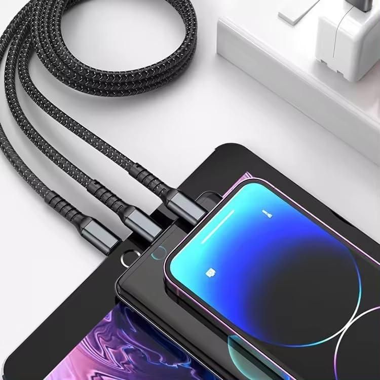 3-in-1 Fast Charging Cable with Digital Display – Type-C, Micro USB & Lightning Multi Charging Cable